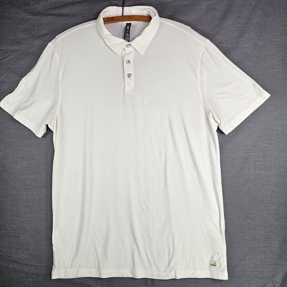Vuori Strato Tech Performance White S/S Polo/Golf Athleisure Shirt Men's Large